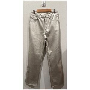 H&M Silver Metallic Straight Trousers